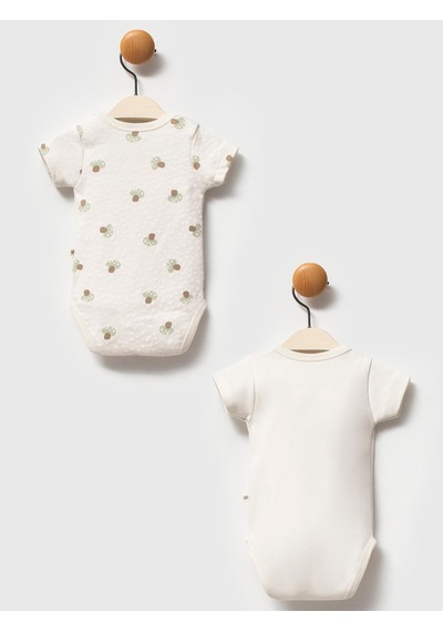 Moi Noi Baby Moi Noi 2li Baskılı Çıtçıtlı Badi - Ekru