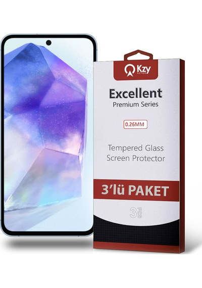 Samsung Galaxy A55 İle Uyumlu Temperli Ekran Koruyucu Kırılmaz Cam Ekonomik 3'lü Paket