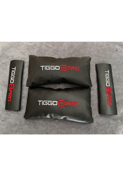Chery Tiggo 8 Pro Nakışlı 2 Li Deri Boyun Yastığı Ve Kemer Pedi