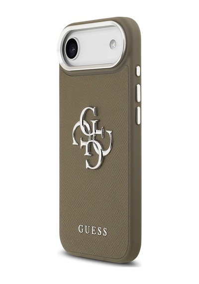 Apple Uyumlu iPhone 17 Air  Kılıf Guess Lisanslı Grained 4g Metal Büyük Logolu Kapak Kahverengi Kahverengi