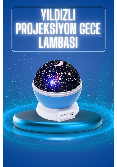 Yıldızlı Gece Lambası Mor Projeksiyon Görünümlü Masa Lambası Renk Değiştirebilen Mavi 16491653