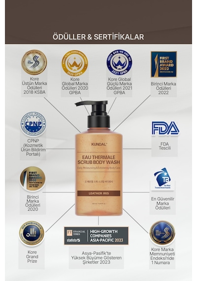 Kundal Eau Thermale Scrub Body Wash Leather Iris Menekşe 500 ML