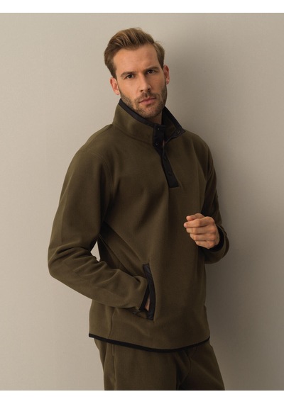 Xint Haki Regular Fit Dik Yaka Polar Sweatshirt 300276