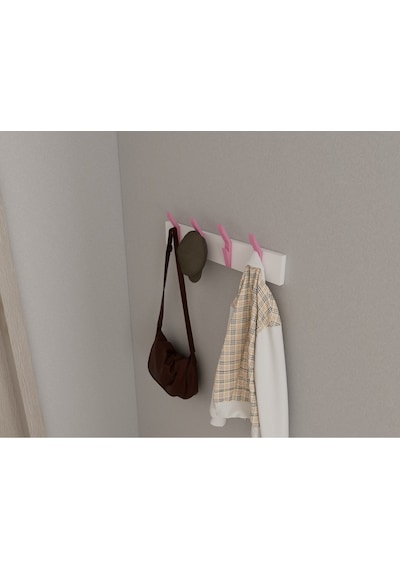Hepsi3boyutlu Modern Duvar & Kapı Kanca Askılık - 4 Adet Pembe Kanca Askılık - Model No : 3 Pembe