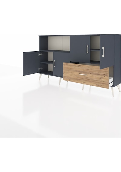 Arges Konsol 4 Raflı Tek Çekmeceli 4 Kapaklı 176x30x99 Antrasit-a Antrasit-antrasit/çam Arges Konsol 4 Raflı Tek Çekmeceli 4 Kapaklı 176x30x99 Antrasit-a Antrasit-antrasit/çam