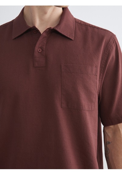 Lcw Vision Bordo Regular Fit Kısa Kollu Oxford Erkek Gömlek