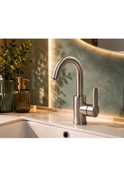Premium İnox Lavabo Bataryası Çeşmesi Musluğu Lüx Ve Modern Tasarım Lavabo Bataryası Krom