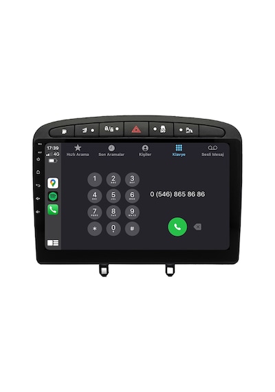 Peugeot 308 Android Multimedya Sistemi 2008-2013 8gb Ram, 64gb Hafıza, Bluetooth, Carplay & Android Auto Kamera  9"