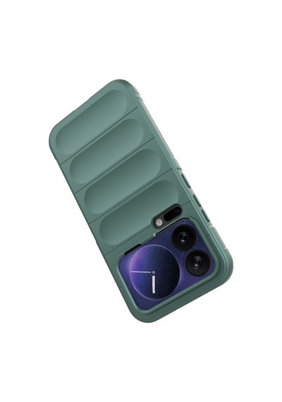 Maks Technology Mi 17 Pro Max Kılıf Esnek Tpu Oyuklu Arka Yüzey Tasarımlı Mkst Etnik Silikon Kapak - Koyu Yeşil