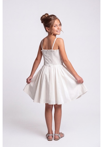 Mnk Baby & Kids Kız Çocuk Meis Kristal Abiye Elbise M00860 Beyaz