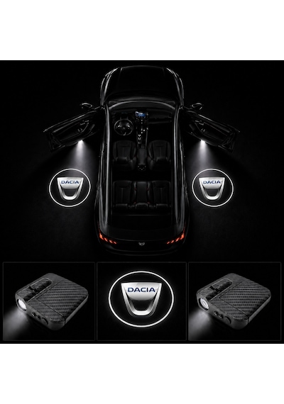 Dacia Kapı Altı Logo Projektör Led Işığı 2'li Set Pilli Kablosuz Kapı Karşılama Lambası