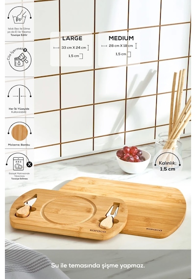 Karaca  Lily Bamboo 2'li Pro Kesme Ve Sunum Tahtası