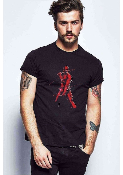 Daredavil Red Baskılı Siyah Erkek Tshirt