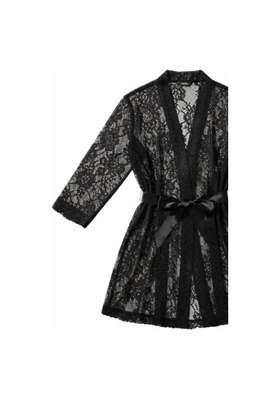 Qmen Style Erkek Dantelli Kimono Ve Sabahlık Siyah
