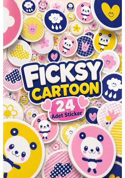 Sevimli Panda Sticker Seti - 24 Adet Yuvarlak Etiket Çıkartma Diğer