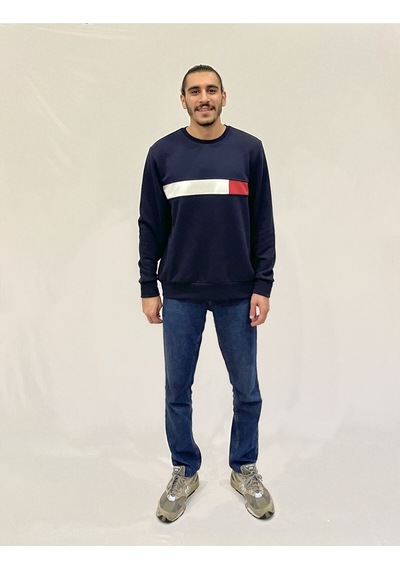 Erkek Bisiklet Yaka Rahat Kalıp 3 İplik Kalın Garnili Sweatshirt Spr24sw35 NAVY