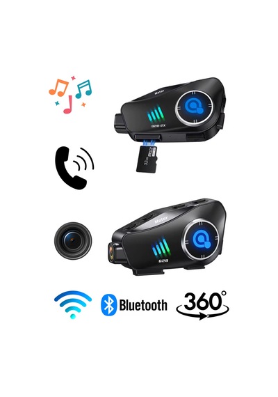 Q28 Bluetooth Motosiklet Kask Kulaklığı Intercom Destekli 32gb Sd Kartlı Gürültü Engelleyici