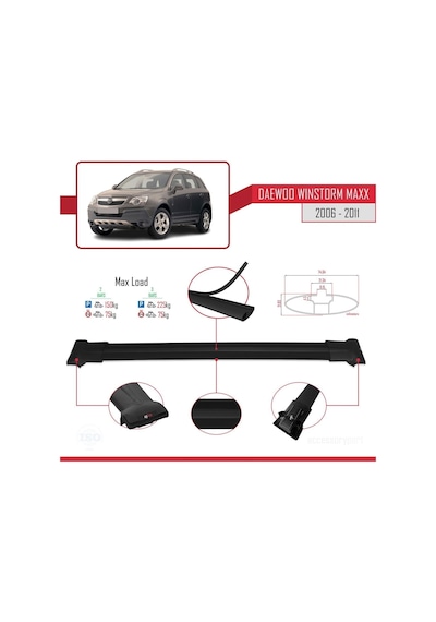 Rm Maxx 2006-2011 Arası İle Uyumlu Fly Model Ara Atkı Tavan Barı Siyah