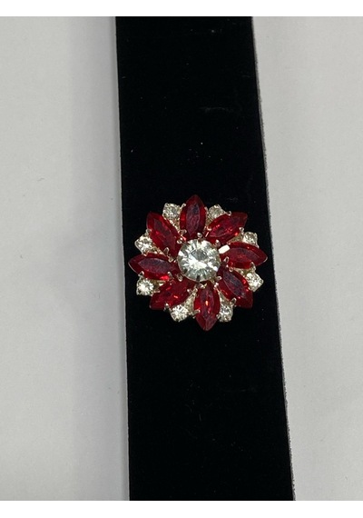 Taşlı Düğme /taşlı Klipsli Düğme/2,5 Cm Kırmızı