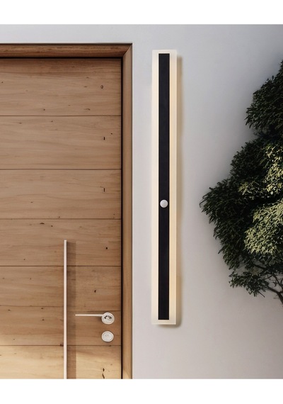 Siyah Led Dış Mekan Duvar Lambası, Hareket Sensörlü, Modern Ve Suya Dayanıklı