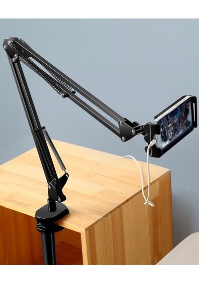 Teleskopik Telefon Tablet Masa Tutucu Esnek Uzun Kollu 360 Derece Ayarlanabilir