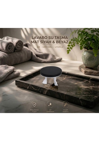 Lavabo Su Taşma Yüzüğü - Mat Siyah