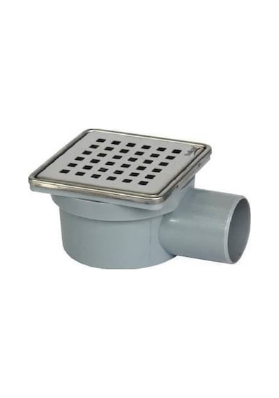 Krom Yer Süzgeci Klapeli 10 X 10 Cm Ø 50 Paslanmaz Çerçeve Yandan Çıkış Yer Sifonu Beyco