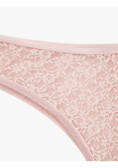 Koton Rahat Kalıp Normal Bel Dantelli Brazilian Külot Pembe 7wlk30098mk Gül