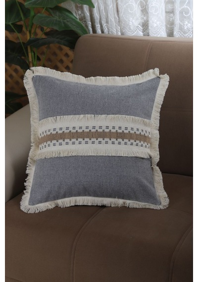 Dnc Home Tekstil Ndchome Gri Antrasit Kalın Dantel Kırlent43 X 43