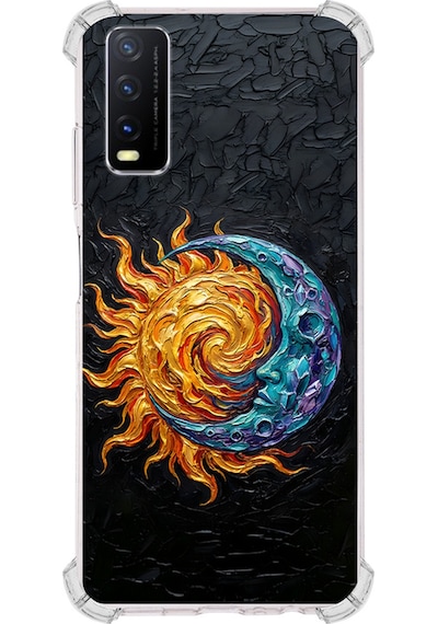 Vivo Y20s İle Uyumlu Köşe Korumalı Kılıf Metamorfoz Kozmik Dans Tasarımlı Uv Baskılı Şeffaf