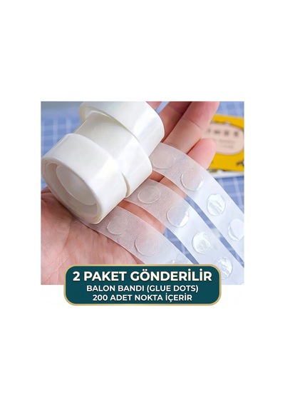 Bakgelal Şeffaf Balon Yapıştırma Bandı 2li Set - Doğum Günü Ve Parti Süsleme Çift Taraflı Nokta Yapıştırıcı - 9090237138400 0-99