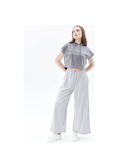 Defys Kadın Oversize Bol Paça Pantolon Gri Melanj - 595424376 Gri Melanj