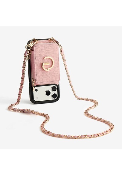 Kombinlenebilir - Uzun Zincir Crossbody Telefon Omuz Askısı - By Bera Lina Pembe