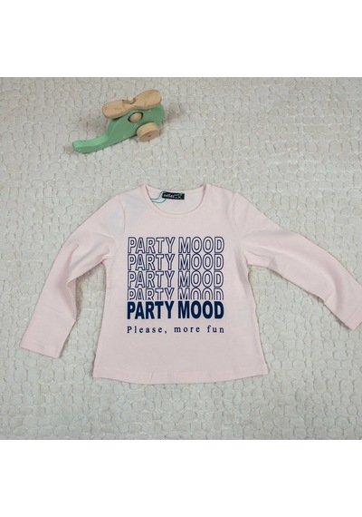 Momikon Kız Çocuk Party Mood Yazılı Pamuklu Sweat Pembe