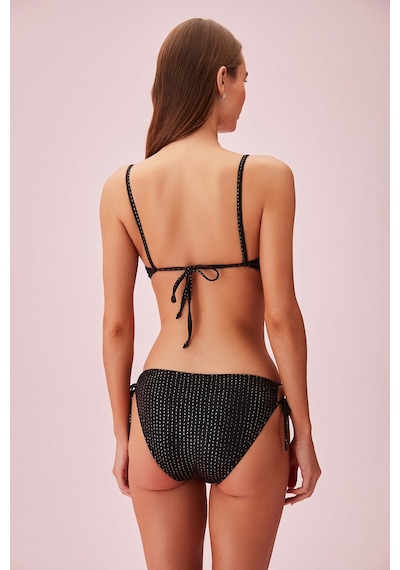 Suwen Line Lurex Yanı Bağcıklı Parlak Bikini Alt Sb254301312d1312 Çizgili Simli