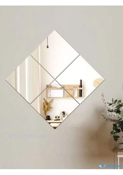 Dekoratif Kare Ayna 4lü 20x20 20x20 Gümüş