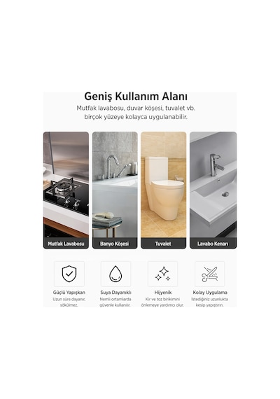Su Sızdırmaz Bant 3 Adet Lavabo Küvet Kenar Bandı 3.2 M Su Geçirmez İzolasyon Bandı