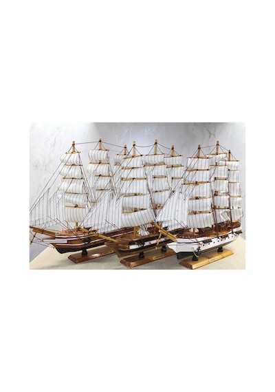 5 Adet Ahşap Yelken Gemi Modeli Dekoratif Masaüstü Süs, Deniz Temalı Dekor, Model Ship, Sailing Boat