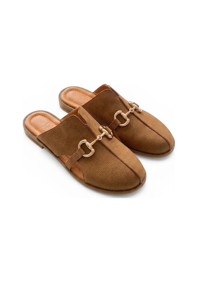 Fox Shoes U944150403 Taba Hakiki Deri Önü Kapalı Kadın Terlik Taba-hakiki Deri
