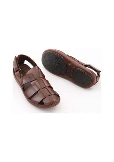Tamer Tanca Erkek Hakiki Deri Kahverengi Günlük Sandalet 573 2052 Erk Sndlt Y21 Kahve Dr Kahverengi