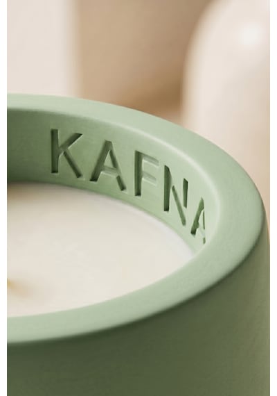 Kafna Matcha Kokulu Dekoratif Beton Mum - %100 Soya Wax Yeşil Mint Yeşili
