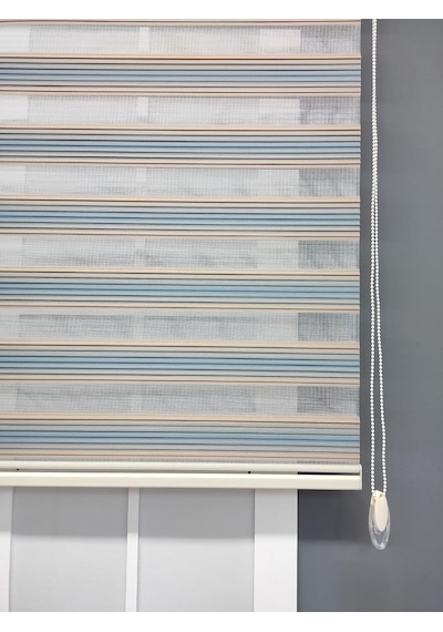 Mavi Bej Geçişli Zebra Stor 200x150 Çok Renkli