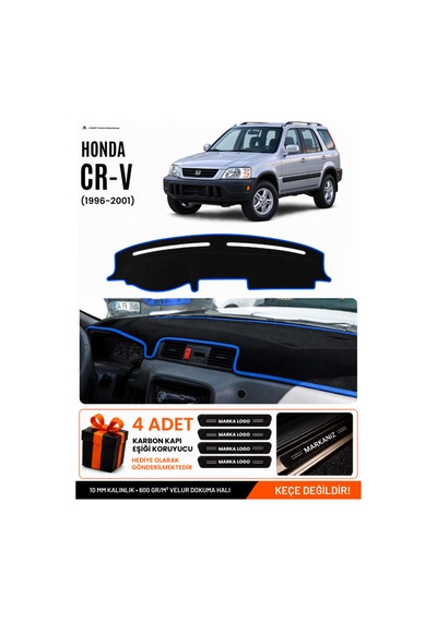 Honda Cr-v 1996-2001 Uyumlu Torpido Koruma, Torpido Örtüsü, Torpido Kılıfı - Siyah Mavi