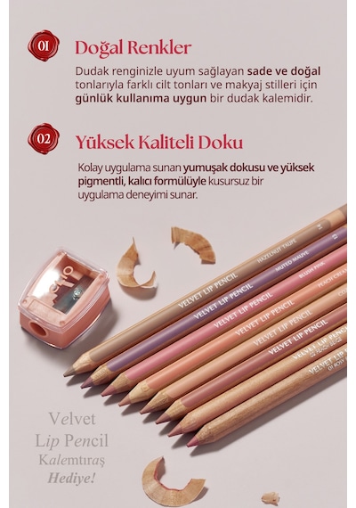 Kremsi Formüle Sahip Dudak Kalemi Ve Kalemtıraş Seti Clıo Velvet Lip Pencil Set 14 Hazelnut Taupe