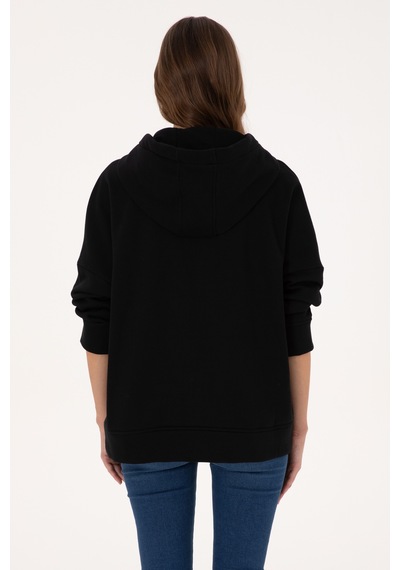 U.S. Polo Assn. Kadın Siyah Kapüşonlu Sweatshirt 50314938-VR046