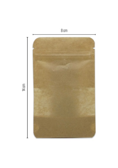 8.5X14.5X5 Kraft Pencereli Kilitli Doypack 50 Adet