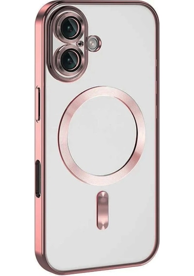 Newface Apple iPhone Uyumlu  16 Kılıf Kross Magneticsafe Kapak Pembe