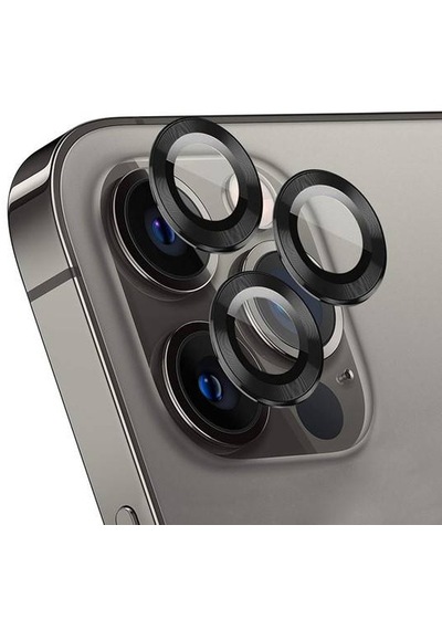 Ennar Apple Uyumlu iPhone 14 Pro 6.1'' Metal Çerçeveli Kamera Koruma Lensi Siyah Siyah