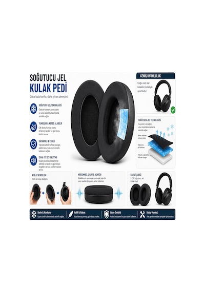 Hyperx Cloud 3,2,1, Cloud Alpha, Flight, Stinger, Core Uyumlu Soğutucu Jel Kulaklık Pedi Memory Foam, Serin Kumaş, Gürültü Yalıtımlı Yedek Kulaklık Yastığı 1 Çift