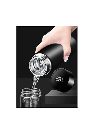 Akıllı Led Gösterge Dereceli Termos Dijital Sıcaklık Göstergeli Paslanmaz Çelik Termos 500 Ml Beyaz